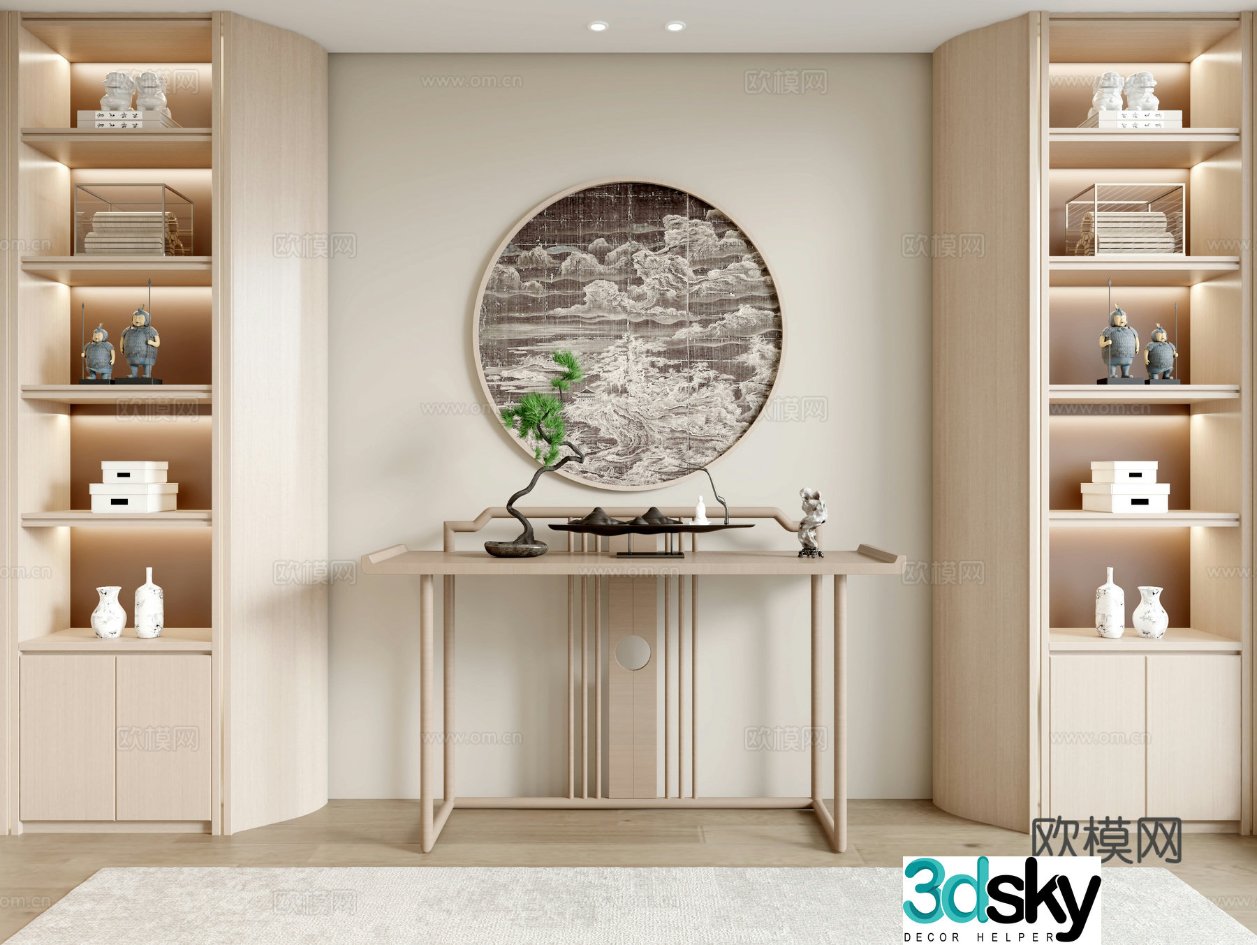 New Chinese style plan end view platform 3D model