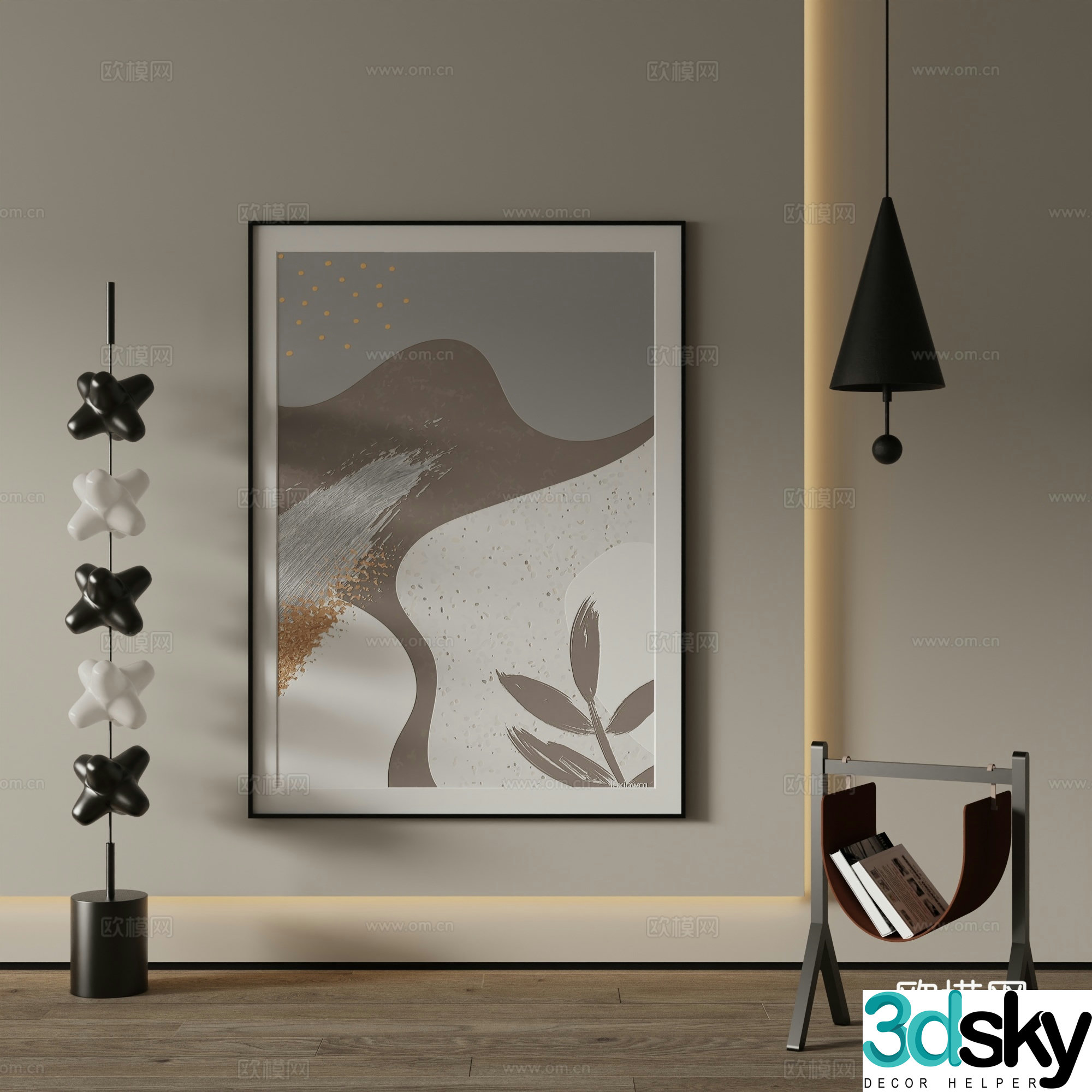 Modern decorative painting Abstract painting 3d model