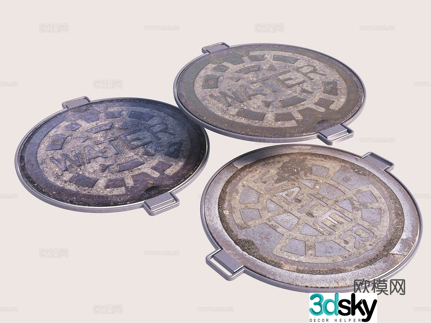 Modern sewer manhole cover Road manhole cover Rainwater manhole cover 3D model