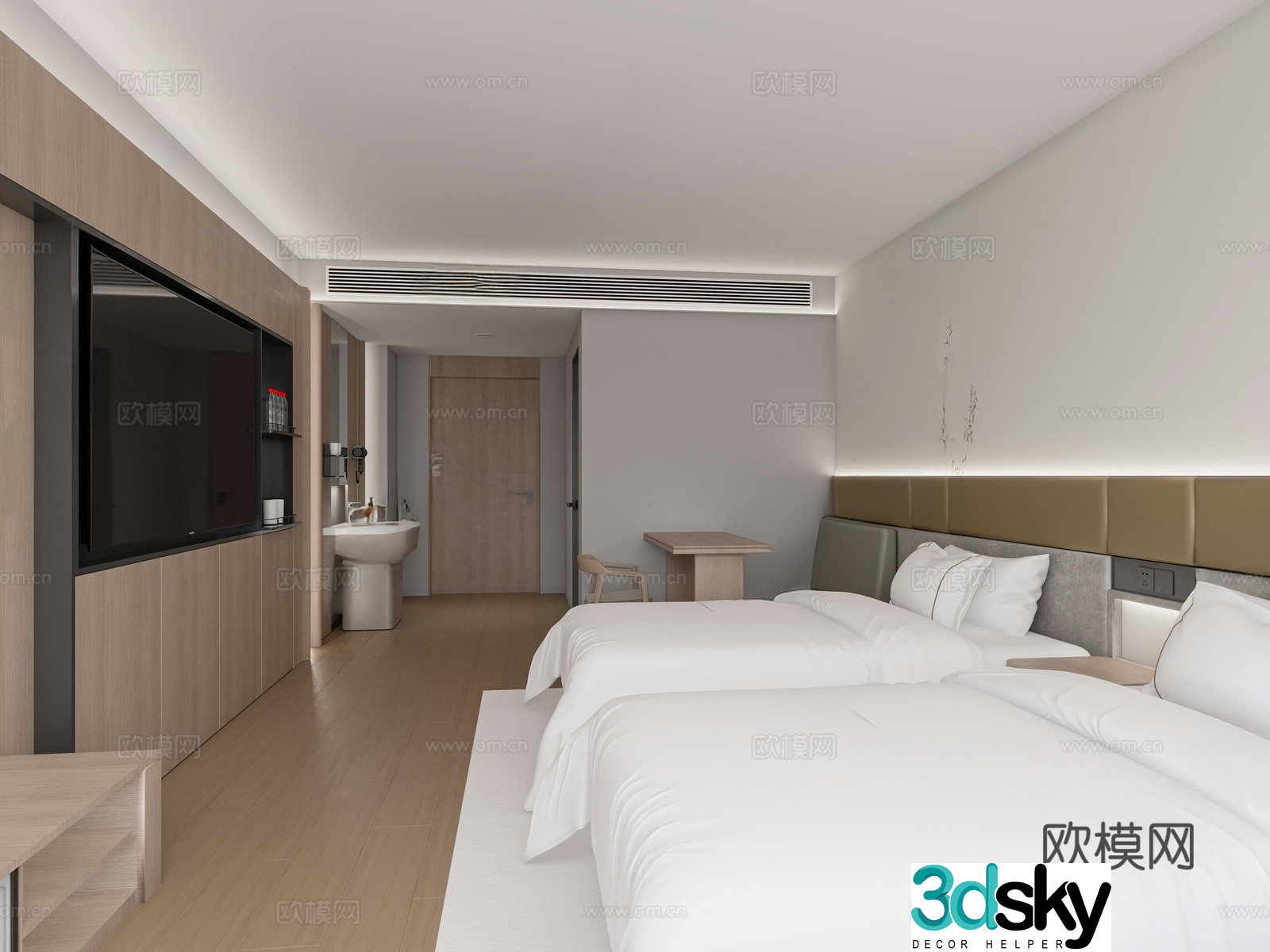 Modern Hotel House Express Hotel Double bed 3D model