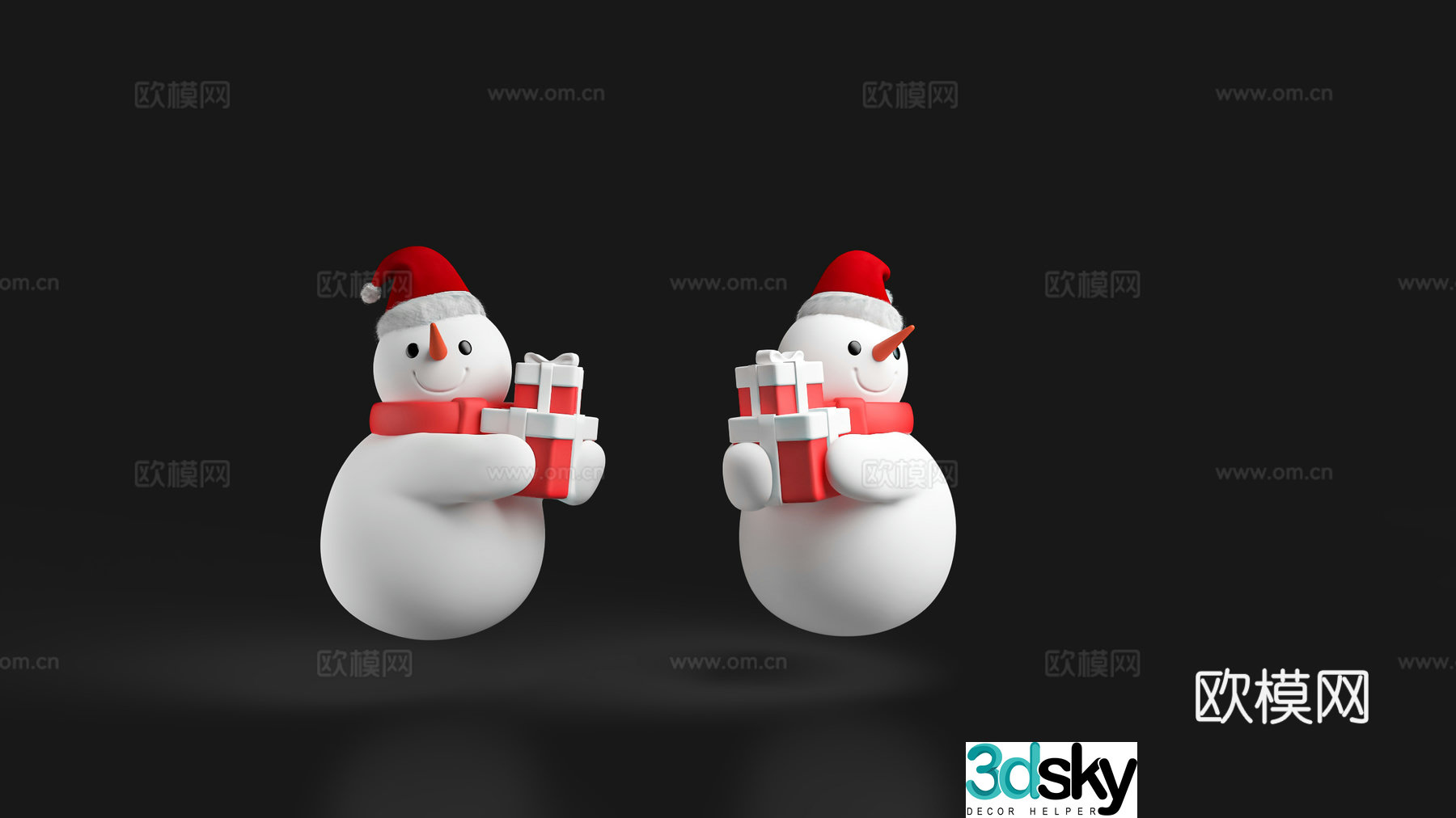 Snowman Christmas hat gift box gift Christmas beauty 3d model