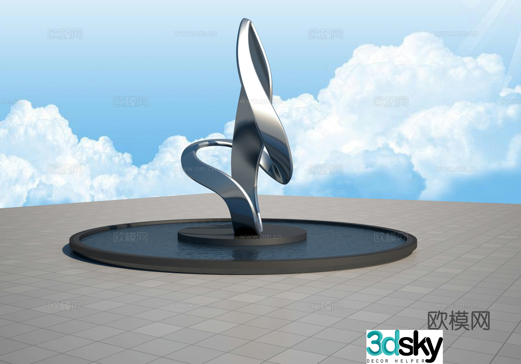 Sailing sculpture city sculpture 3D model