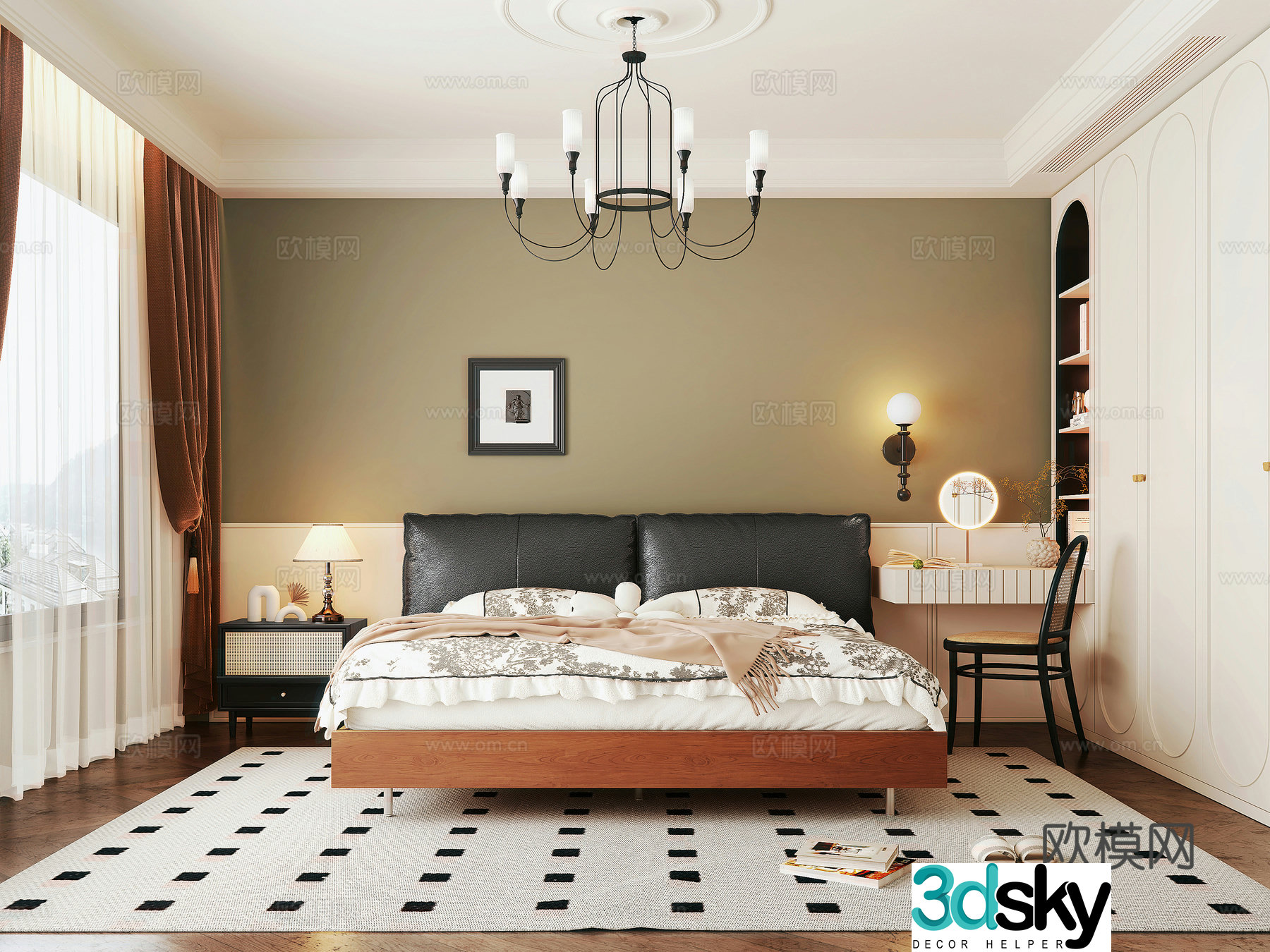 Middle style bedroom master bedroom 3D model