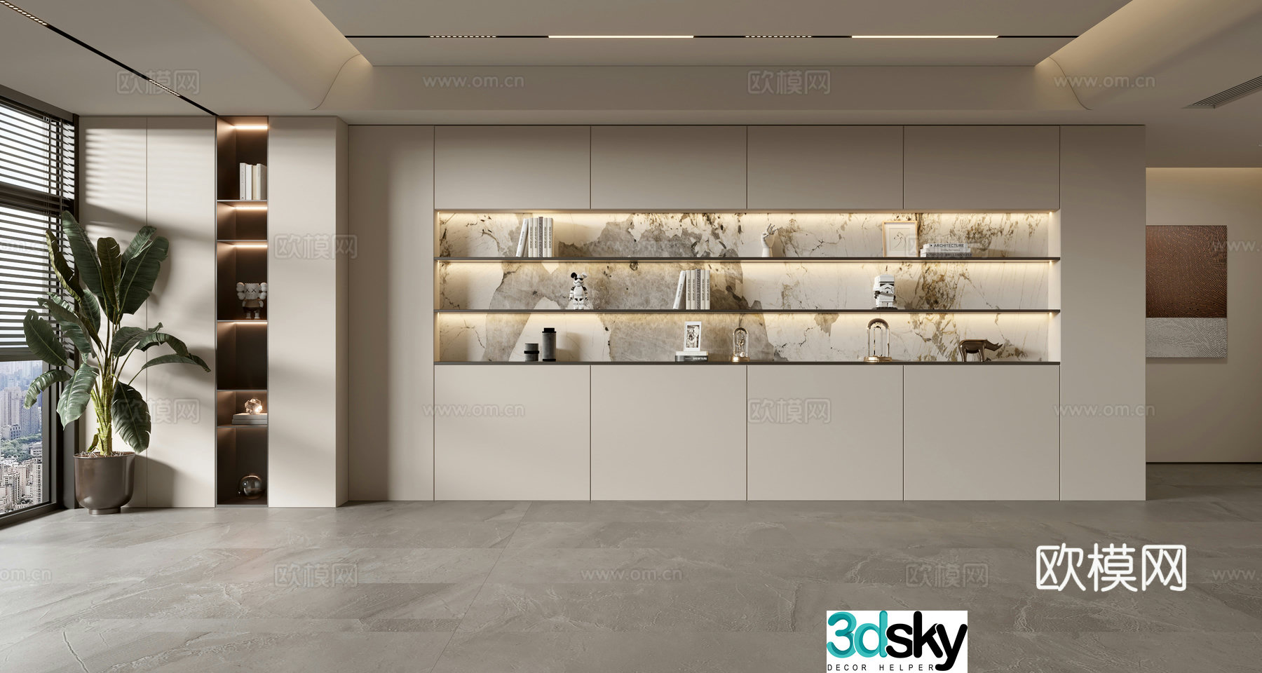 Modern sofa background wall full wall cabinet 3d model