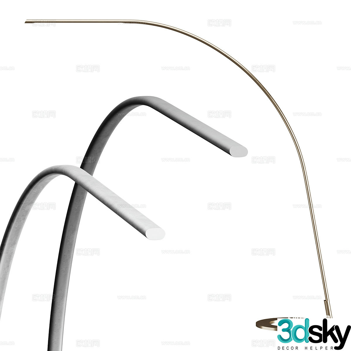 Modern metal floor -to -ceiling light 3D model