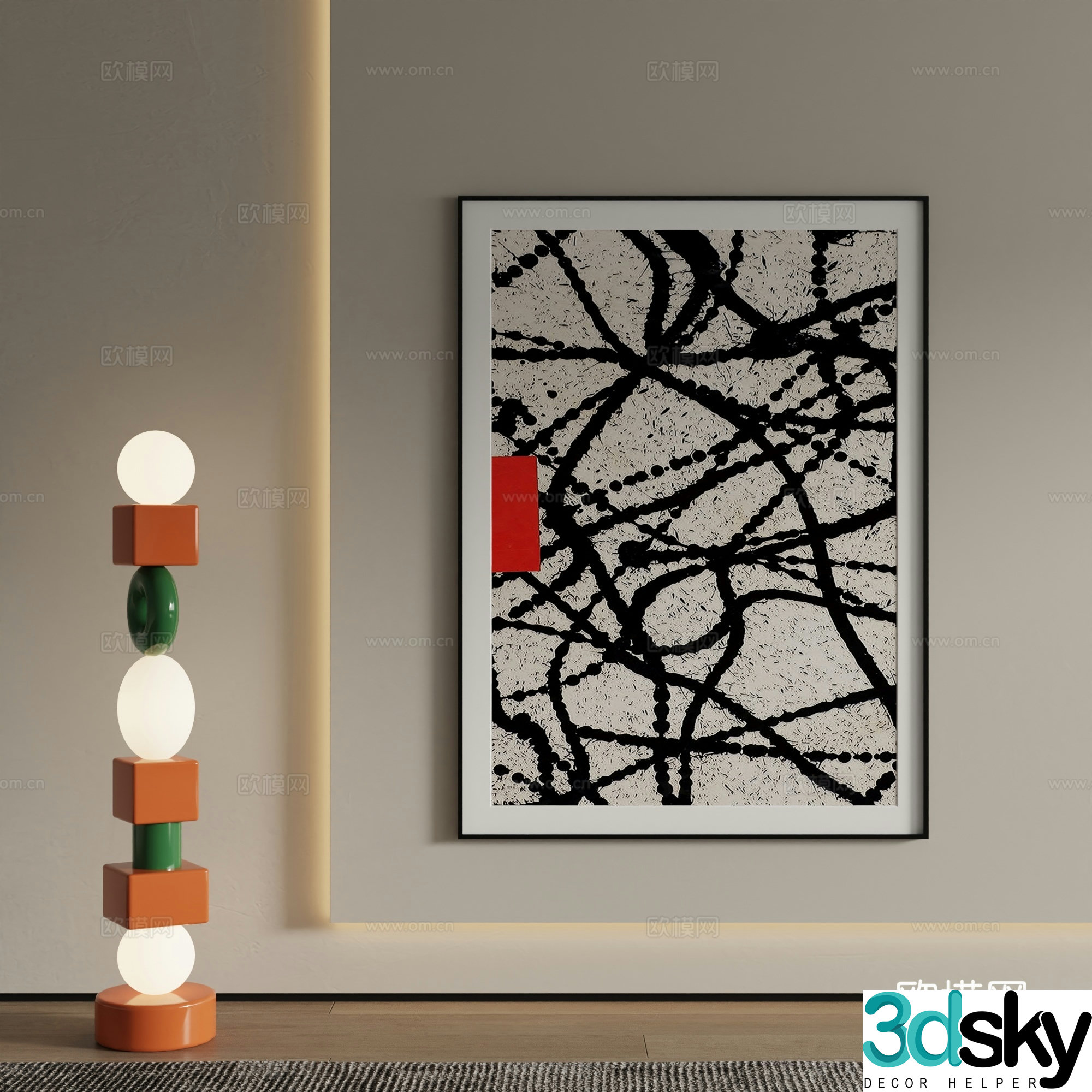 Modern decorative painting Abstract painting 3d model