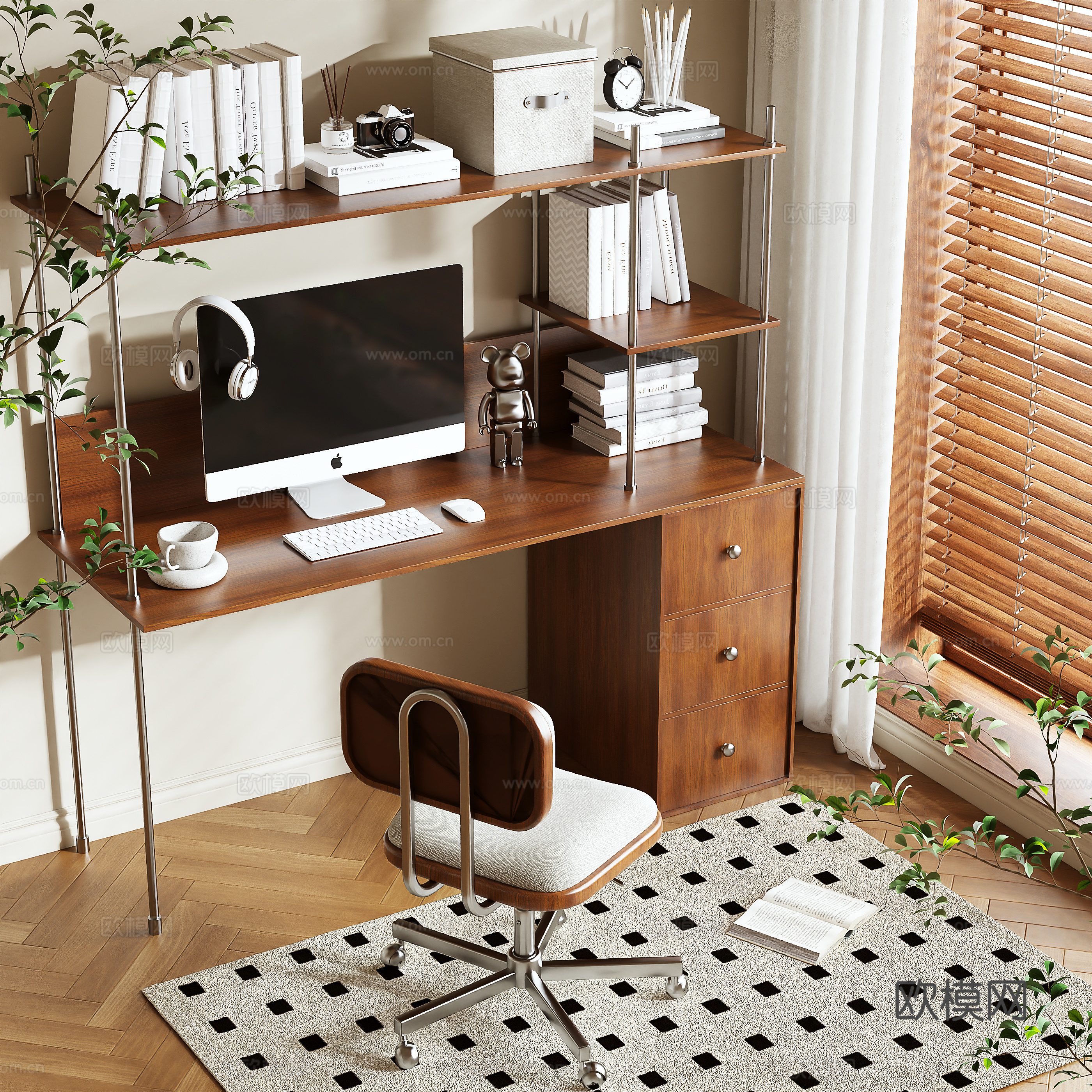 Log Wind Desk Computer Desk 3D Model