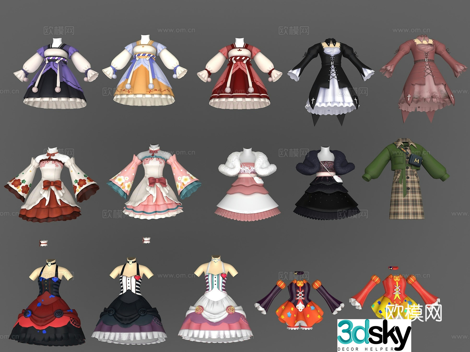European style clothing skirt cartoon clothing puffy skirt cartoon skirt 3d model