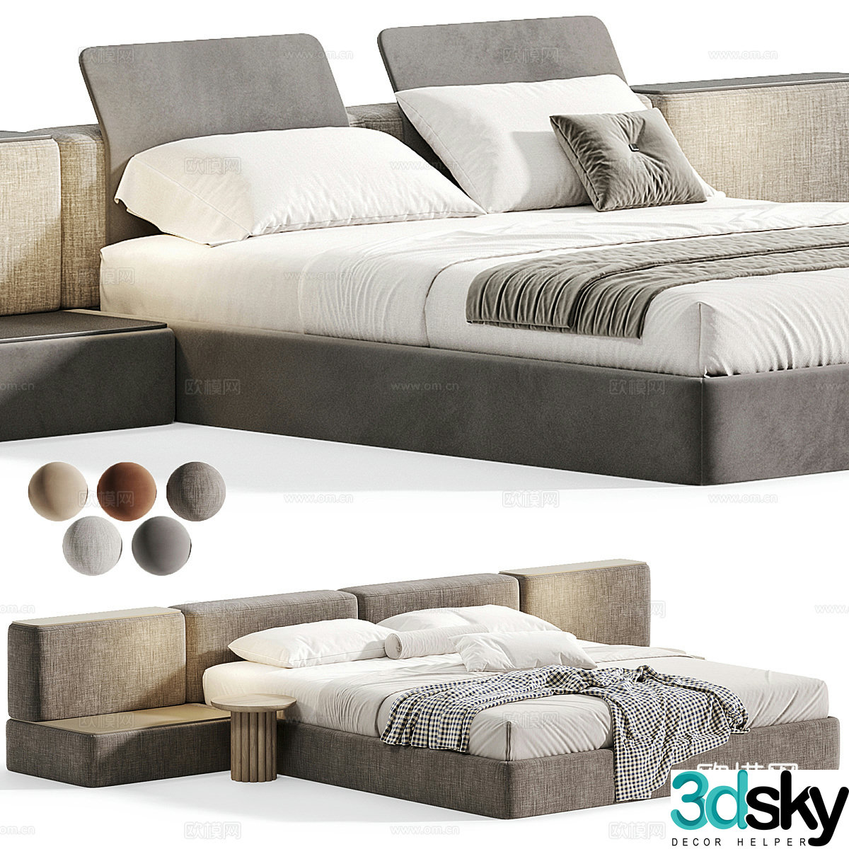 Modern double bed 3d model
