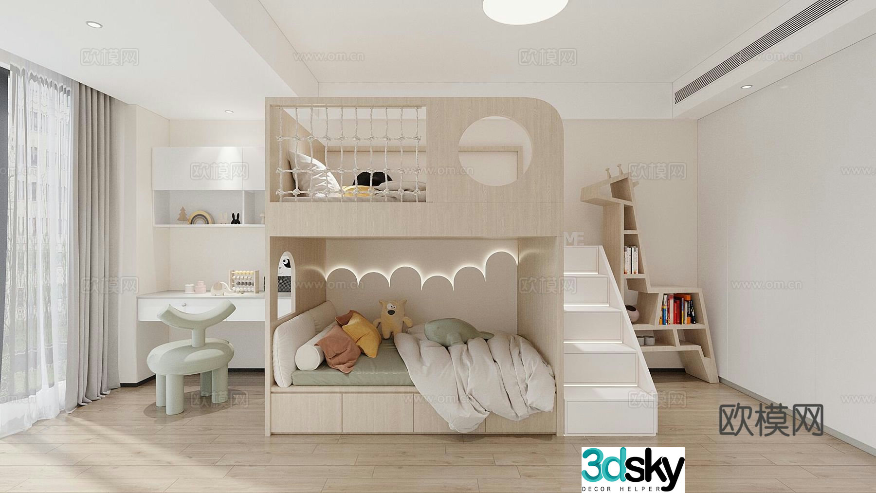Children’s room with bed and bed children’s room 3d model