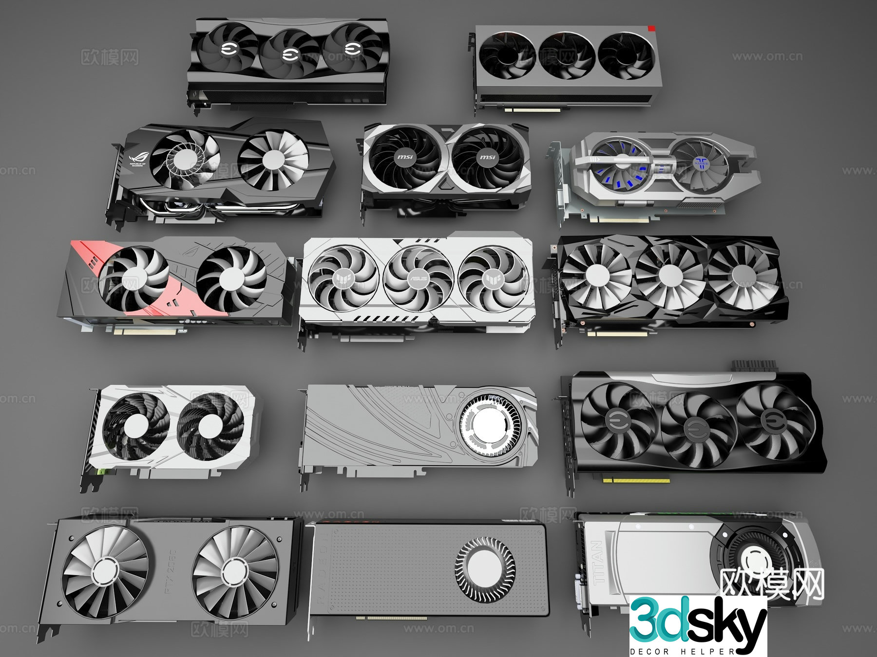 Computer graphics card GPU 3090 ASUS graphics card Turbo graphics card 3d model