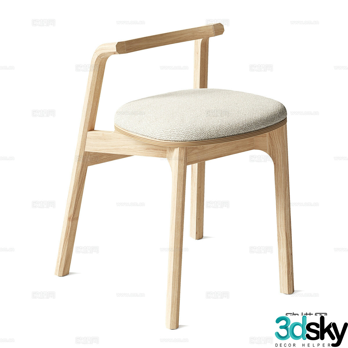Nordic simple chair wooden chair dining chair 3d model