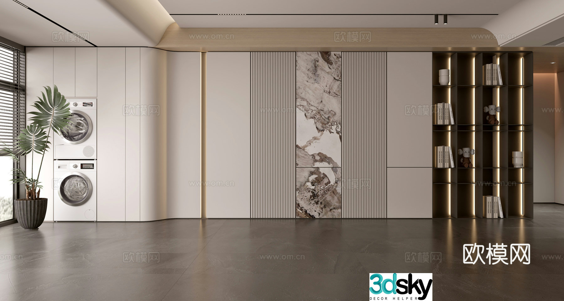 Modern sofa background wall balcony cabinet 3d model