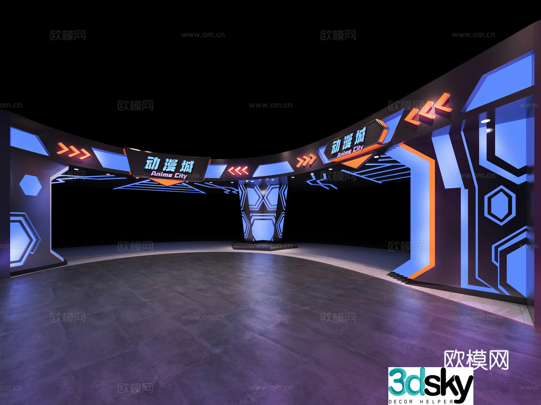 Modern arcade city animation city 3D model