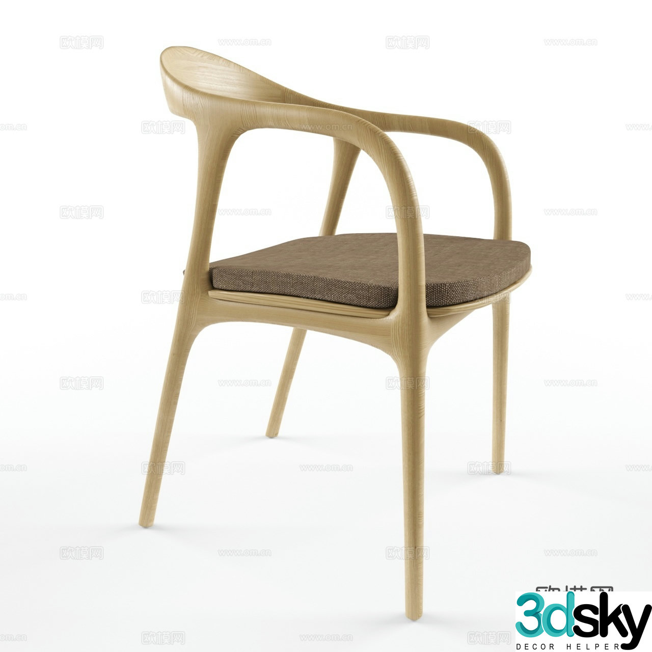 New Chinese -style wooden chair single chair dining chair 3D model