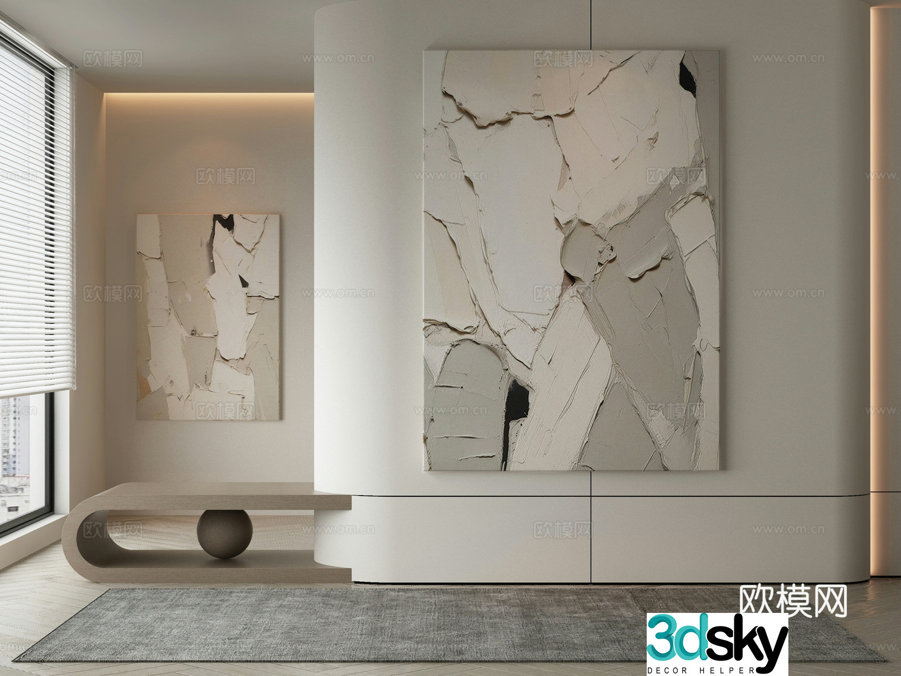 Modern decorative painting Texture painting Abstract painting 3d model