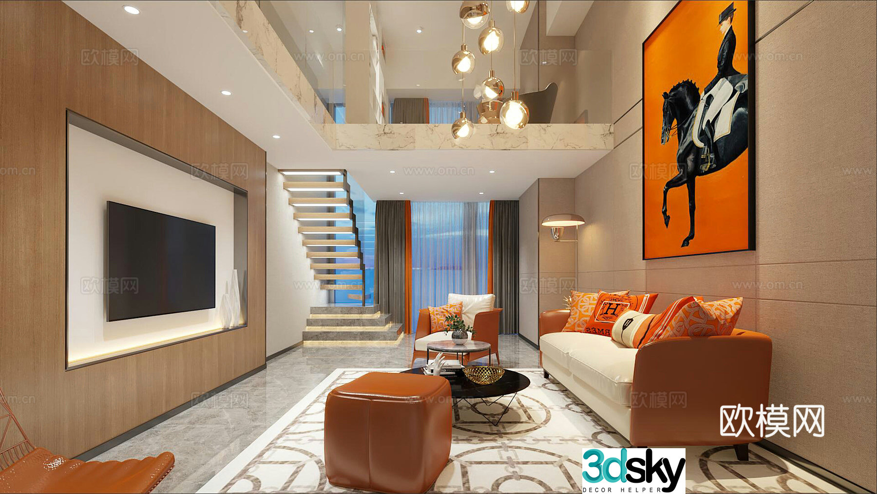 Loft Bachelor Apartment 3d Model