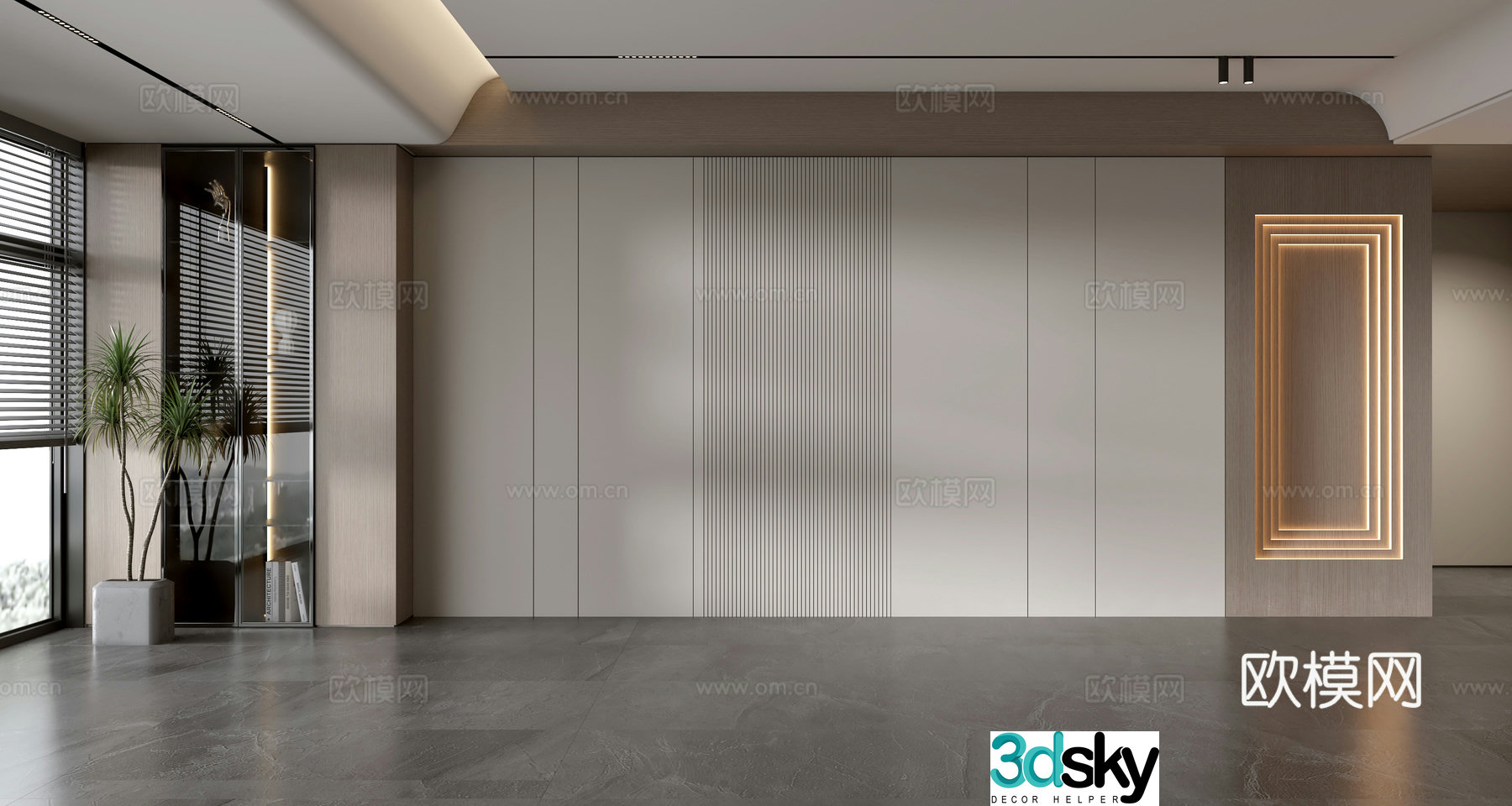 Modern sofa background wall 3d model