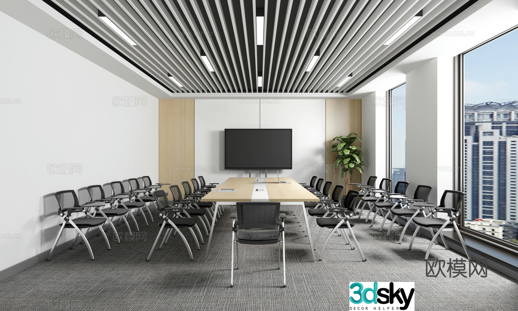 Modern conference room seminar room study room video conference room 3d model