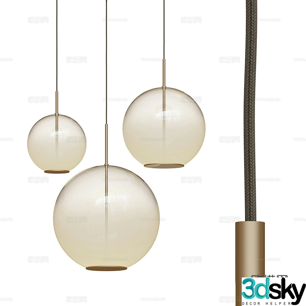 New Chinese style glass chandelier 3D model
