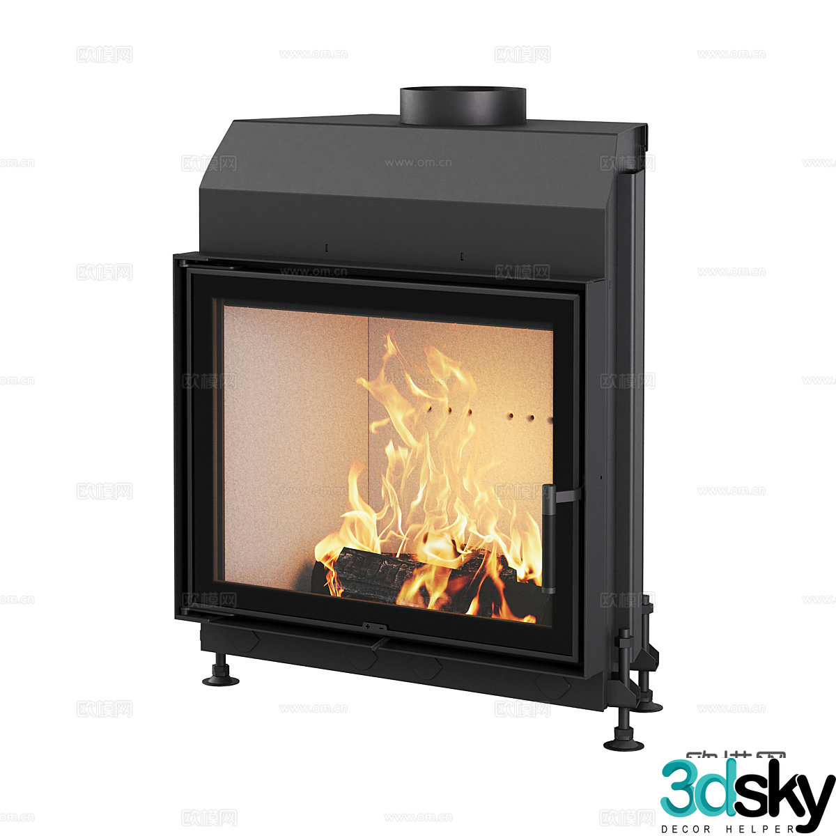 Nordic minimalist fireplace independent fireplace 3d model