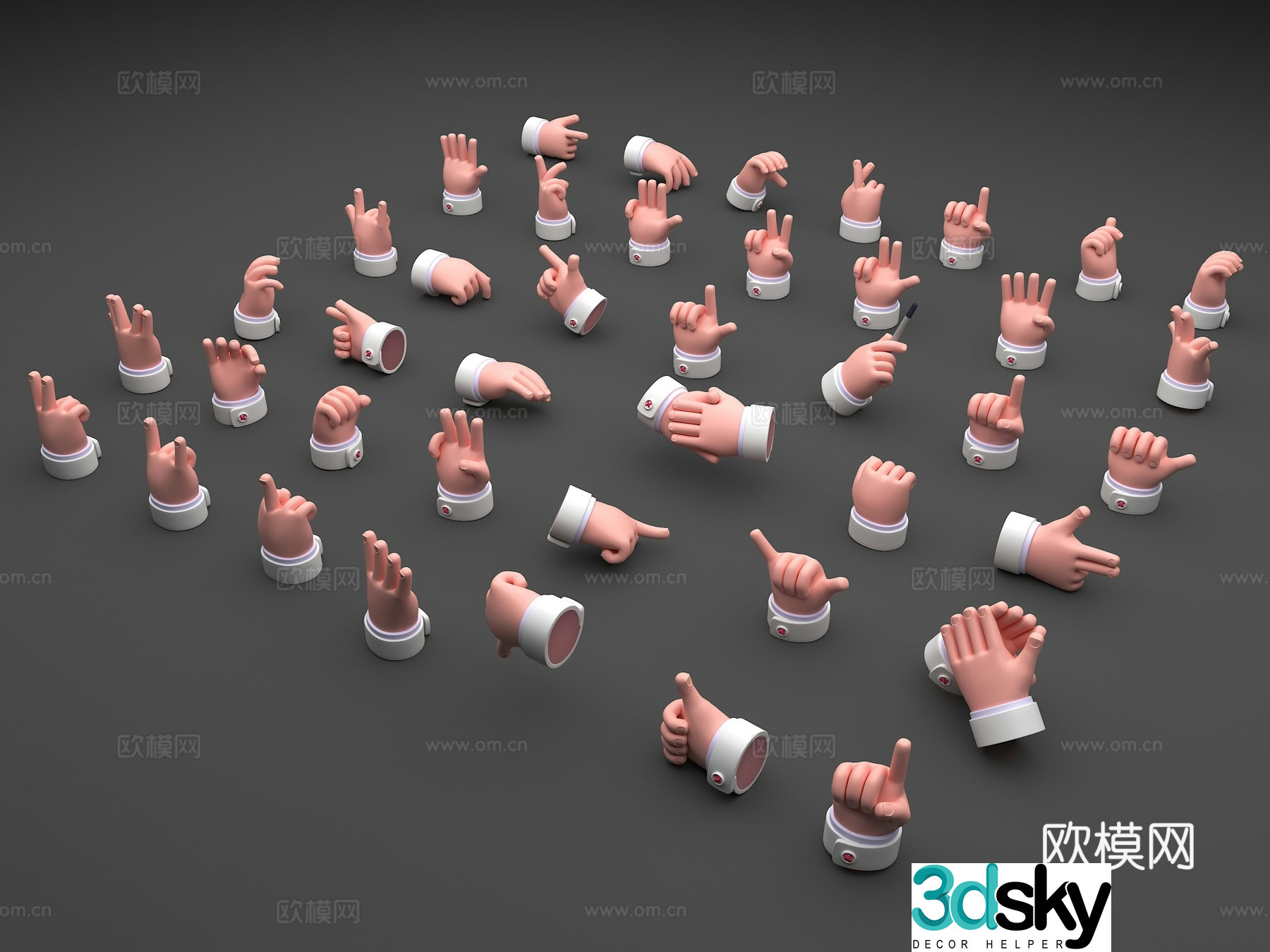 Cartoon hand cartoon palm cartoon finger gesture cartoon hand model 3d model