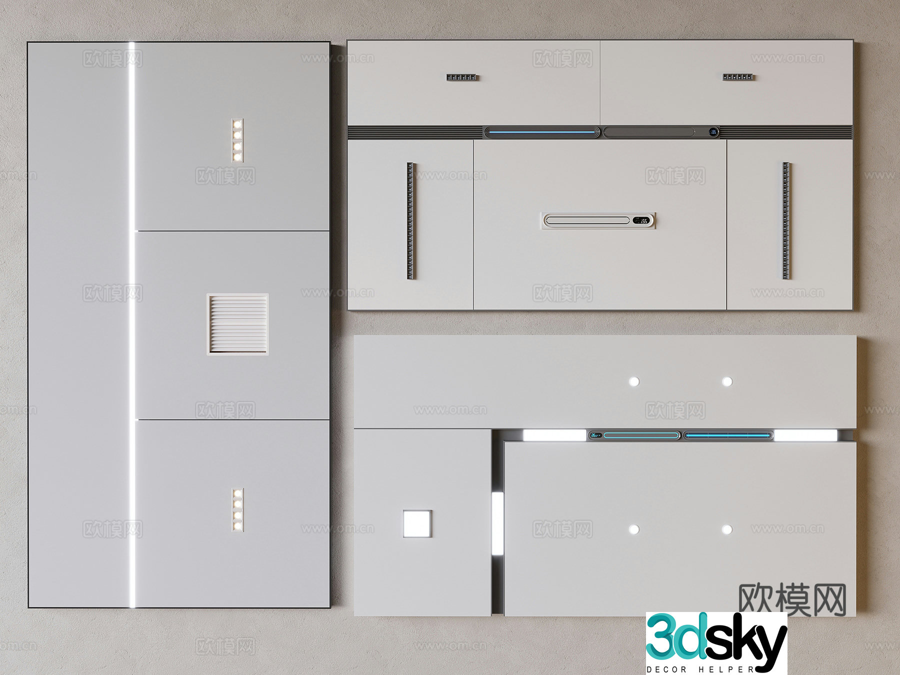 Integrated honeycomb panel suspended ceiling aluminum buckle panel integrated bathroom heater air outlet 3D model
