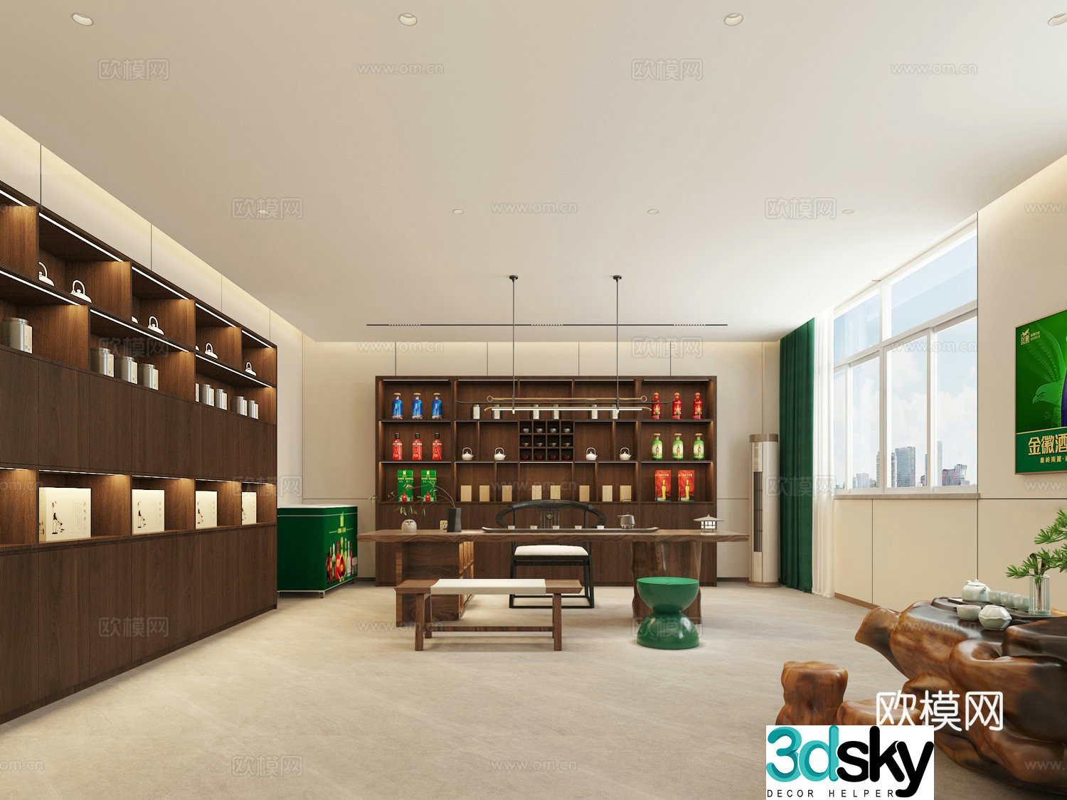 Modern office reception tea room 3d model
