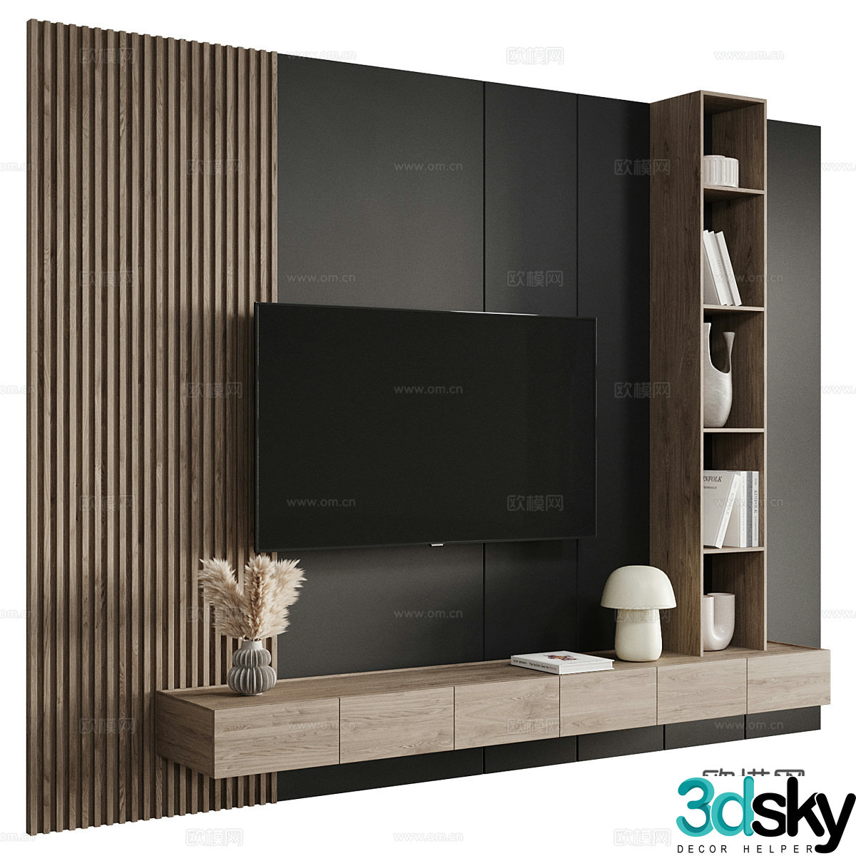 TV background wall integrated wall 3d model