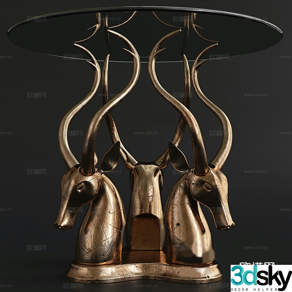 Simple European metal animal coffee table 3D model