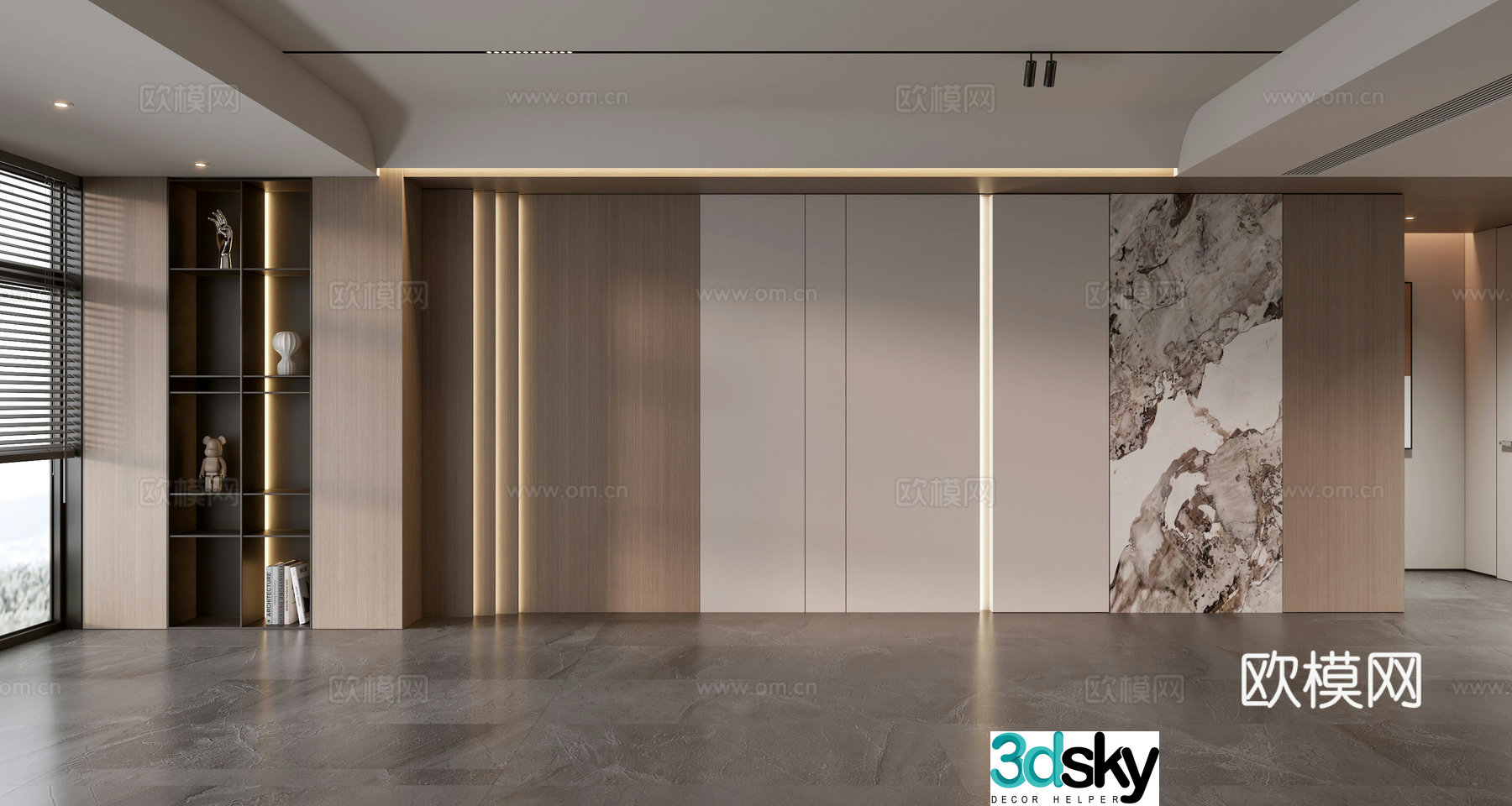 Modern sofa background wall whole wall cabinet 3d model