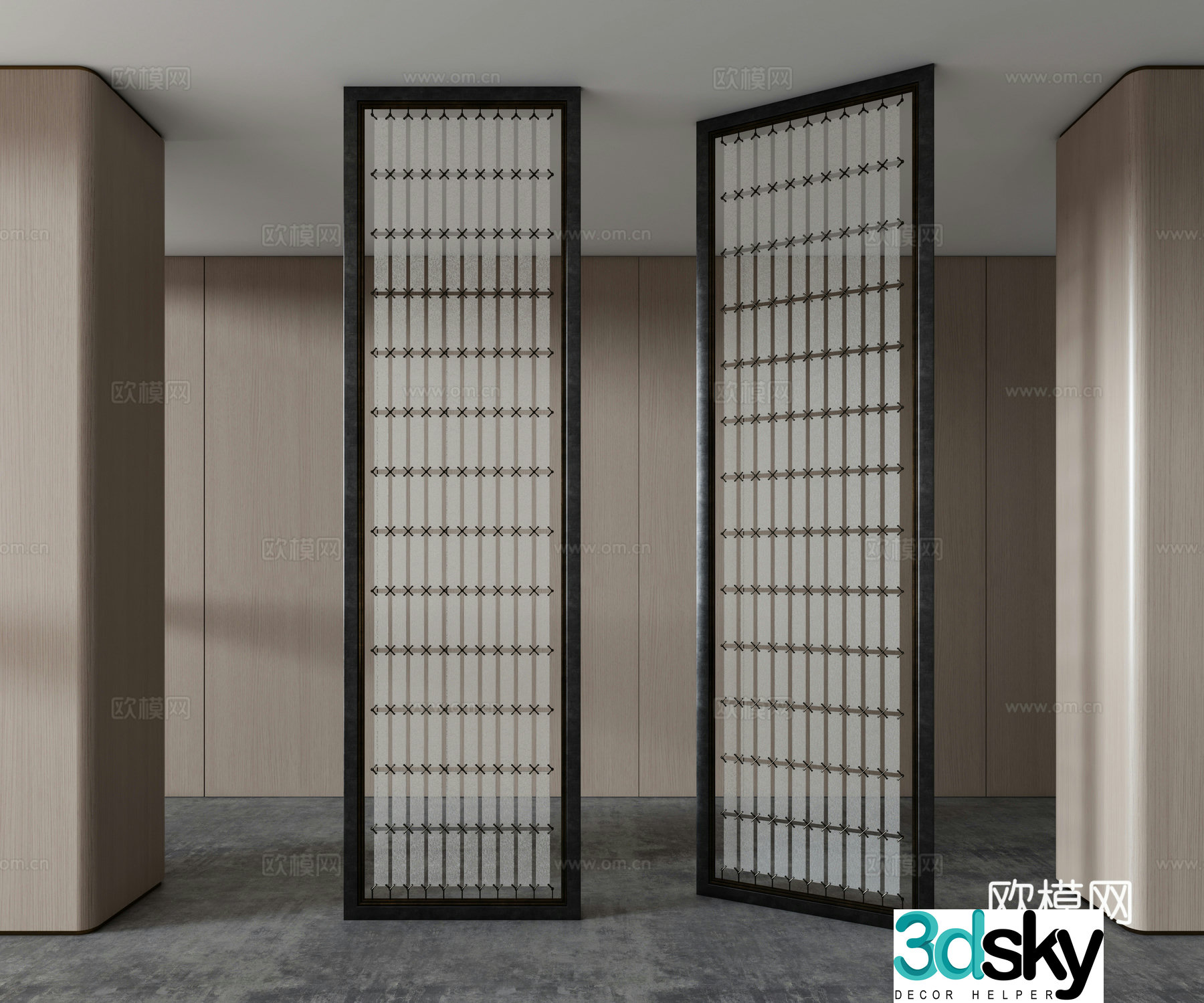Glass stainless steel partition metal partition 3d model