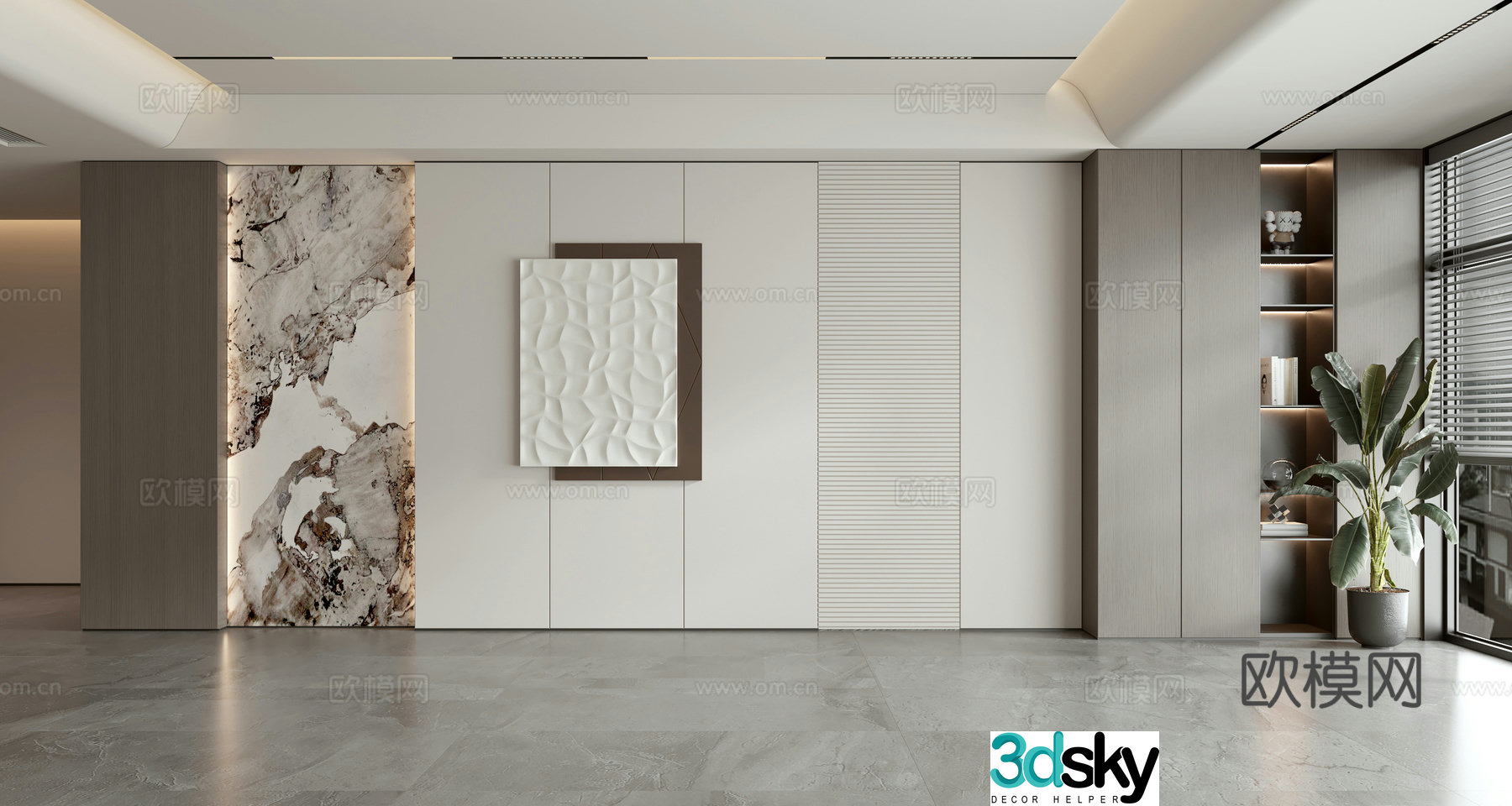 Modern sofa background wall 3d model
