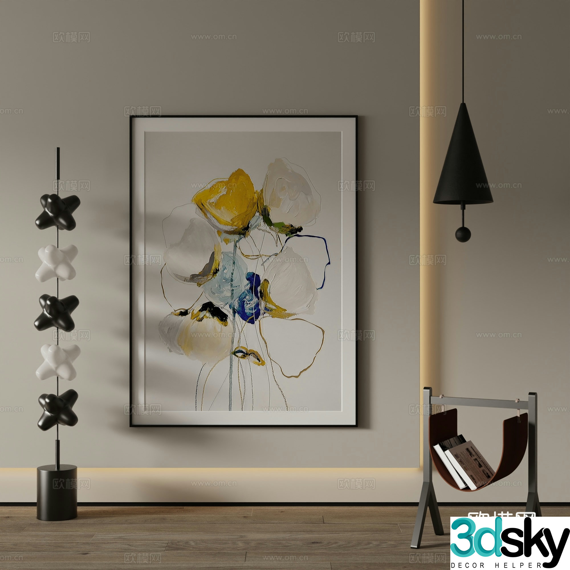 Modern decorative painting acrylic oil painting 3d model