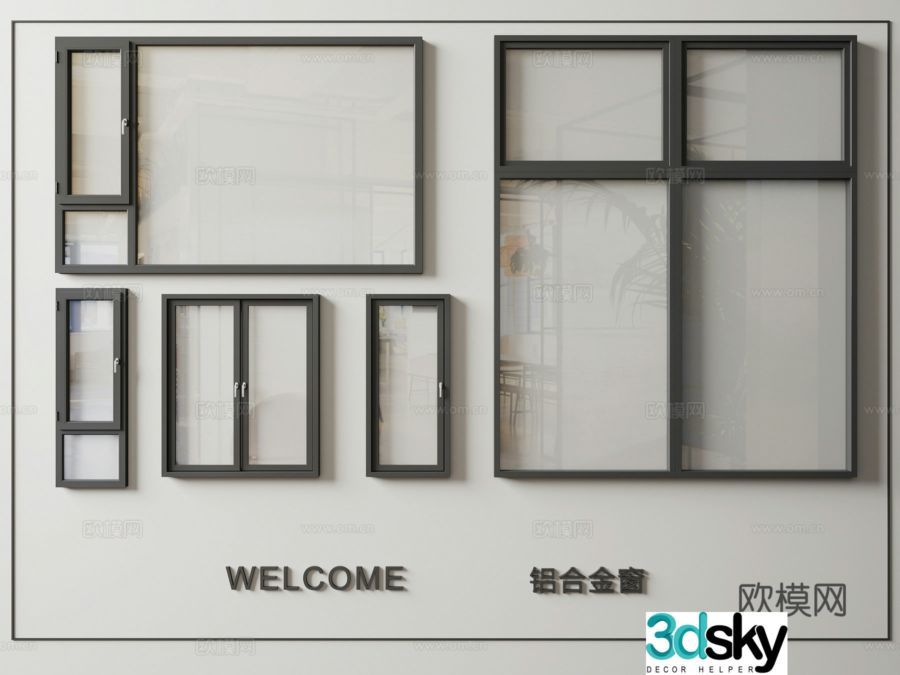 Modern window aluminum alloy window frame 3d model