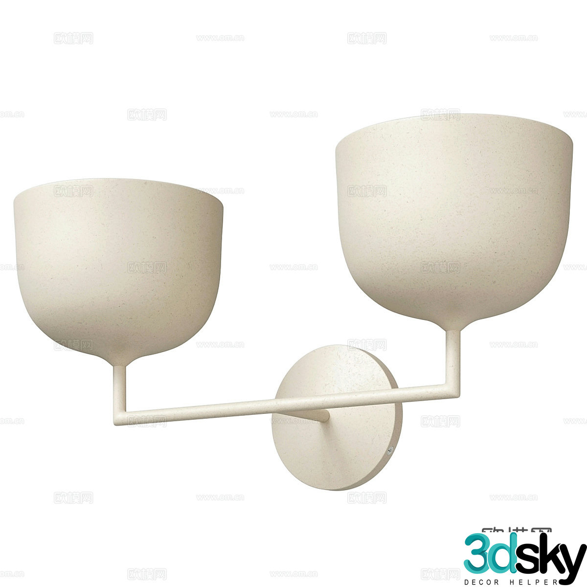 Creamy wind wall lamp 3d model