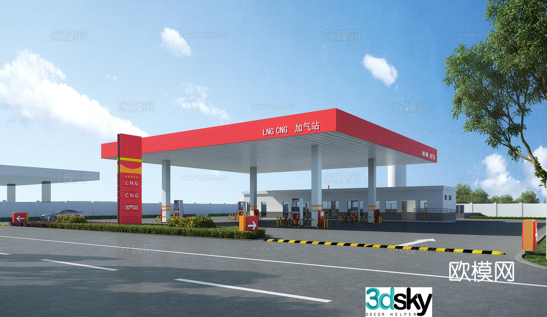Modern gas station 3d model