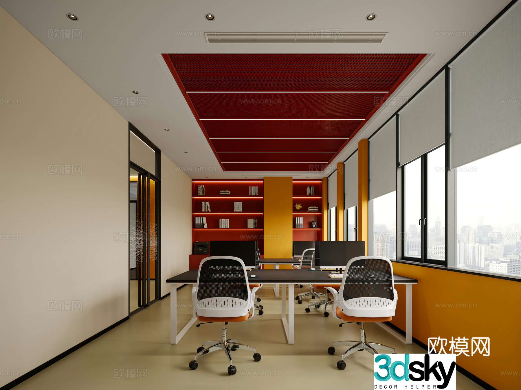 Modern office open office area 3d model