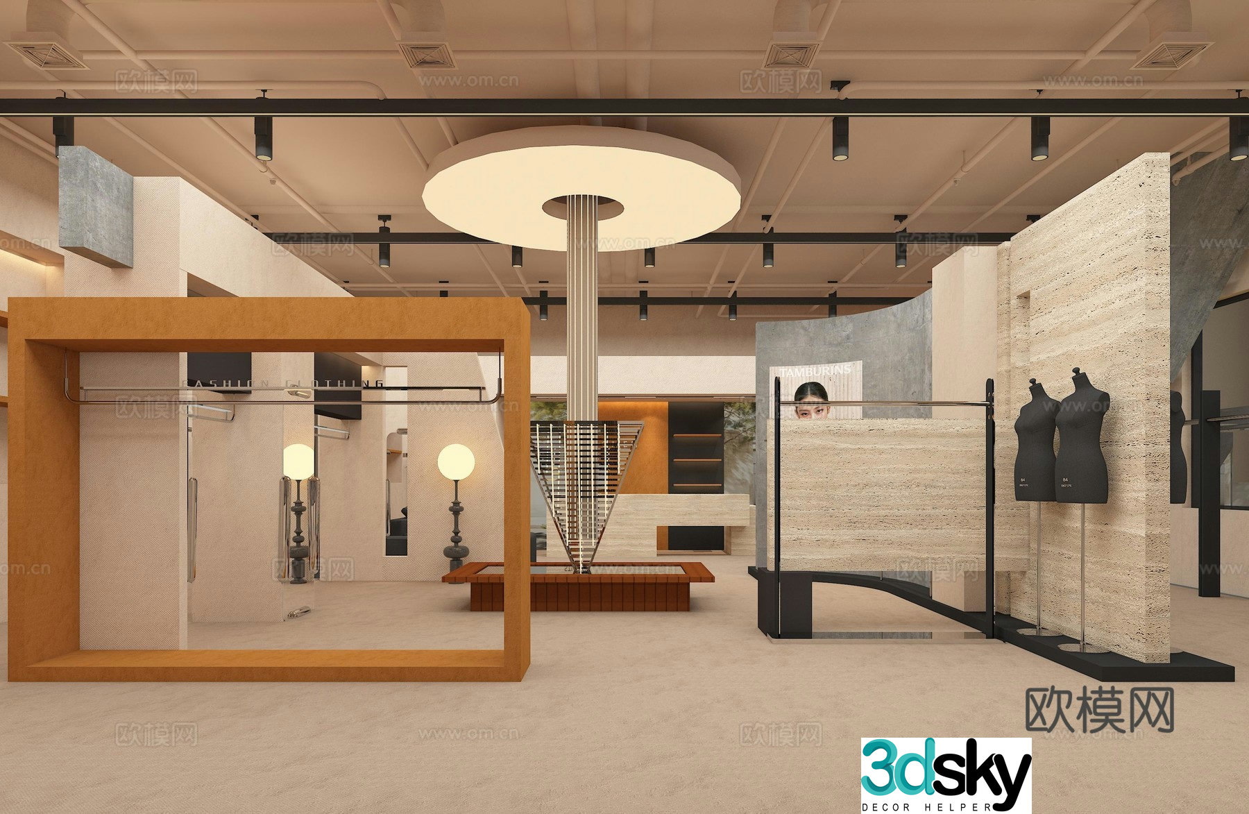 Industrial style clothing store 3d model