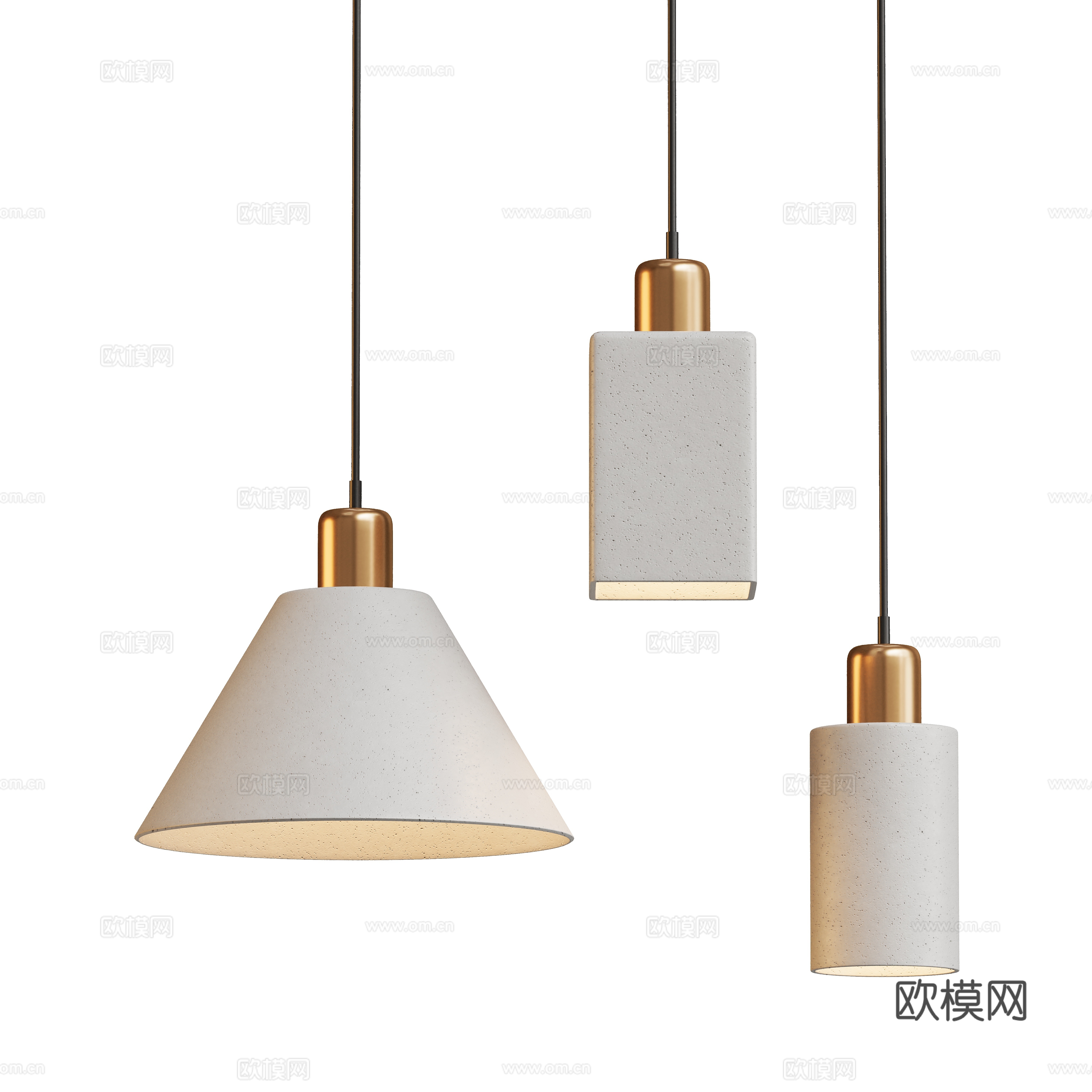 Modern cement art chandelier 3D model