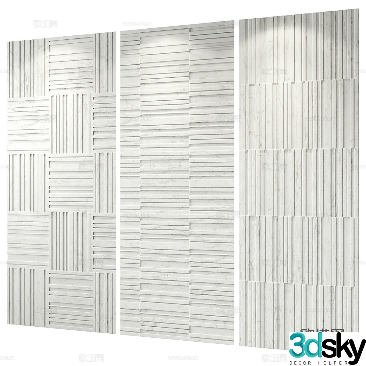 Cultural stone striped tiles stone tiles 3d model
