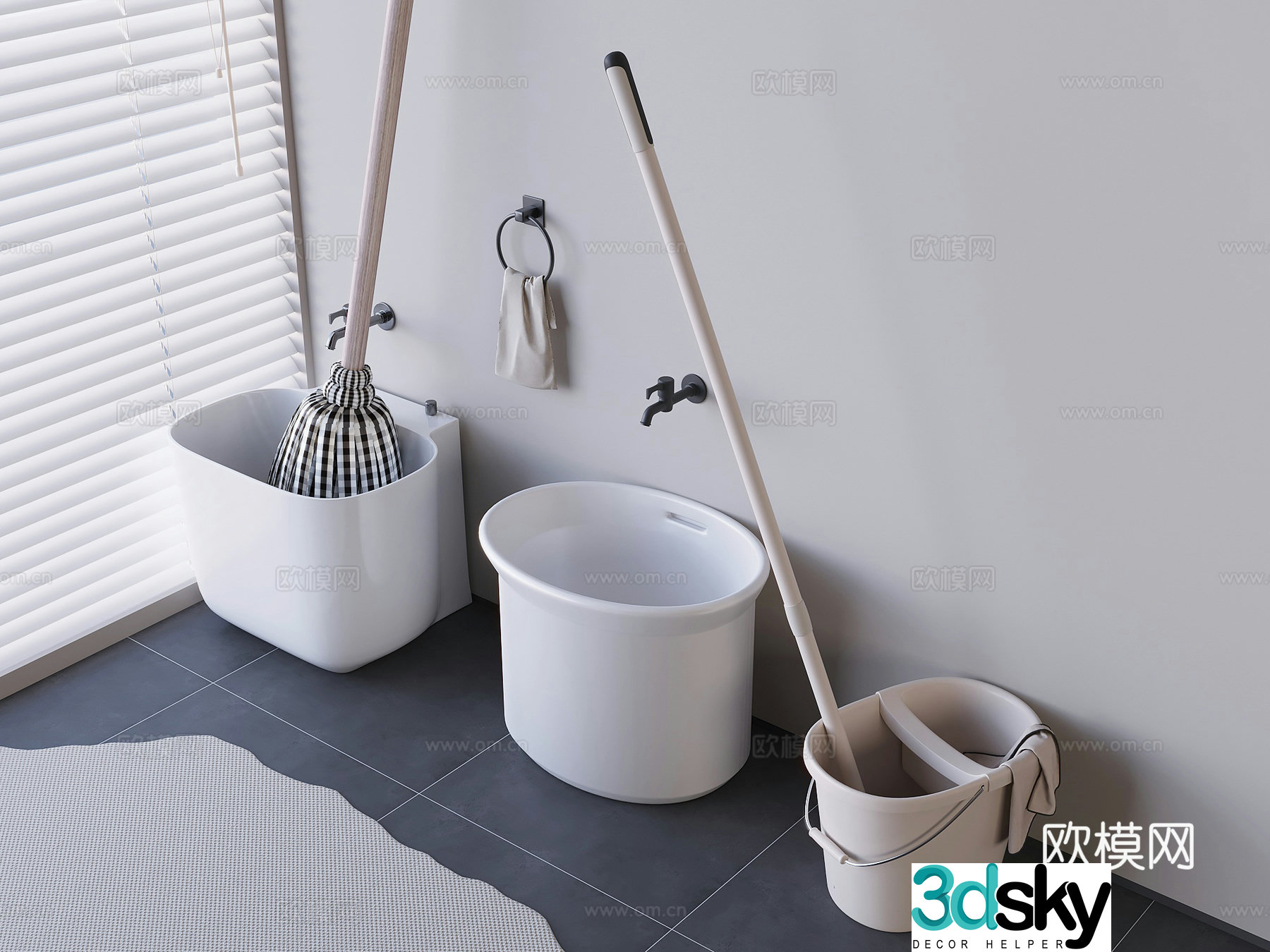 Trail pond trailer pier pool storage ring towel faucet 3D model