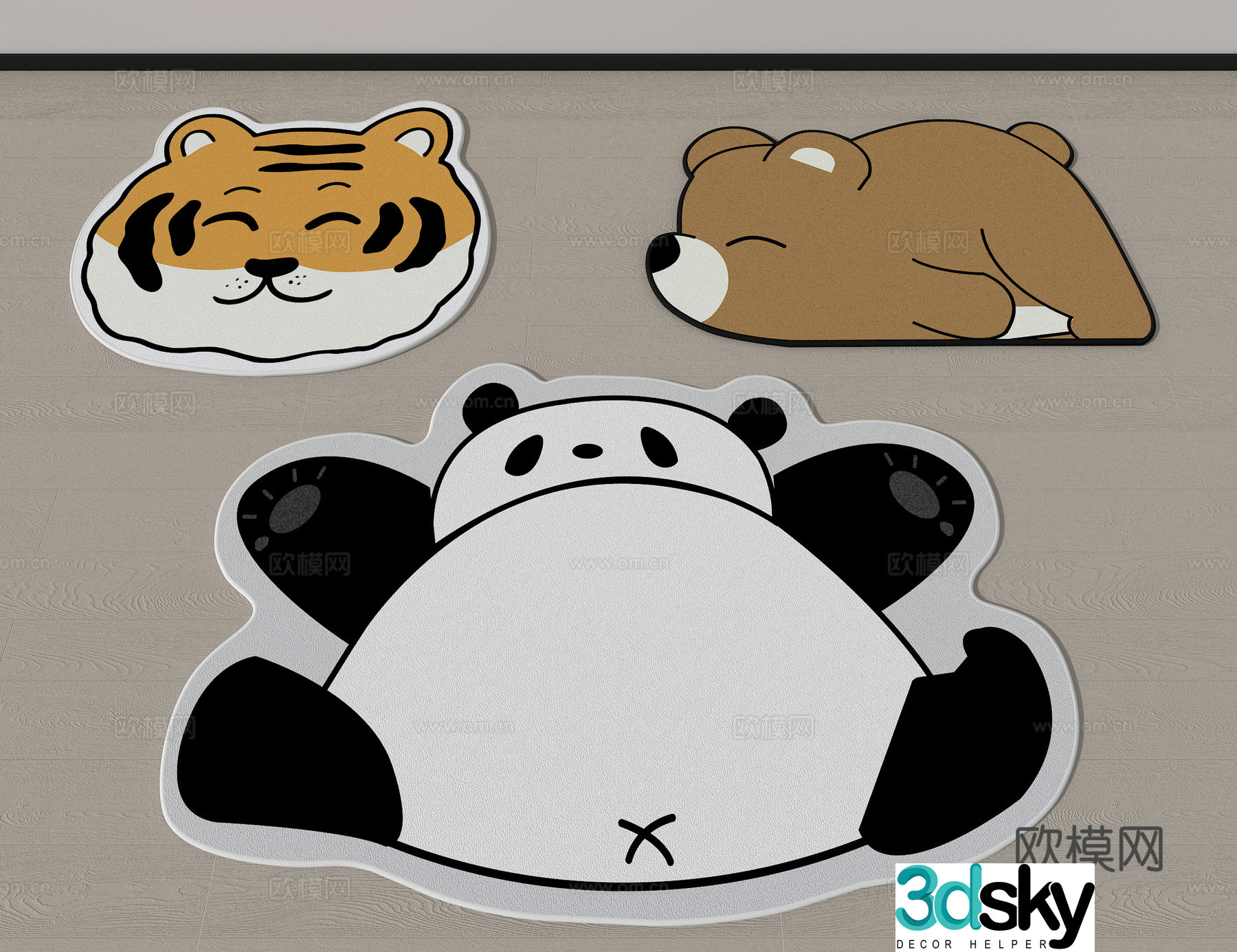 Children’s carpet cartoon animal carpet 3d model