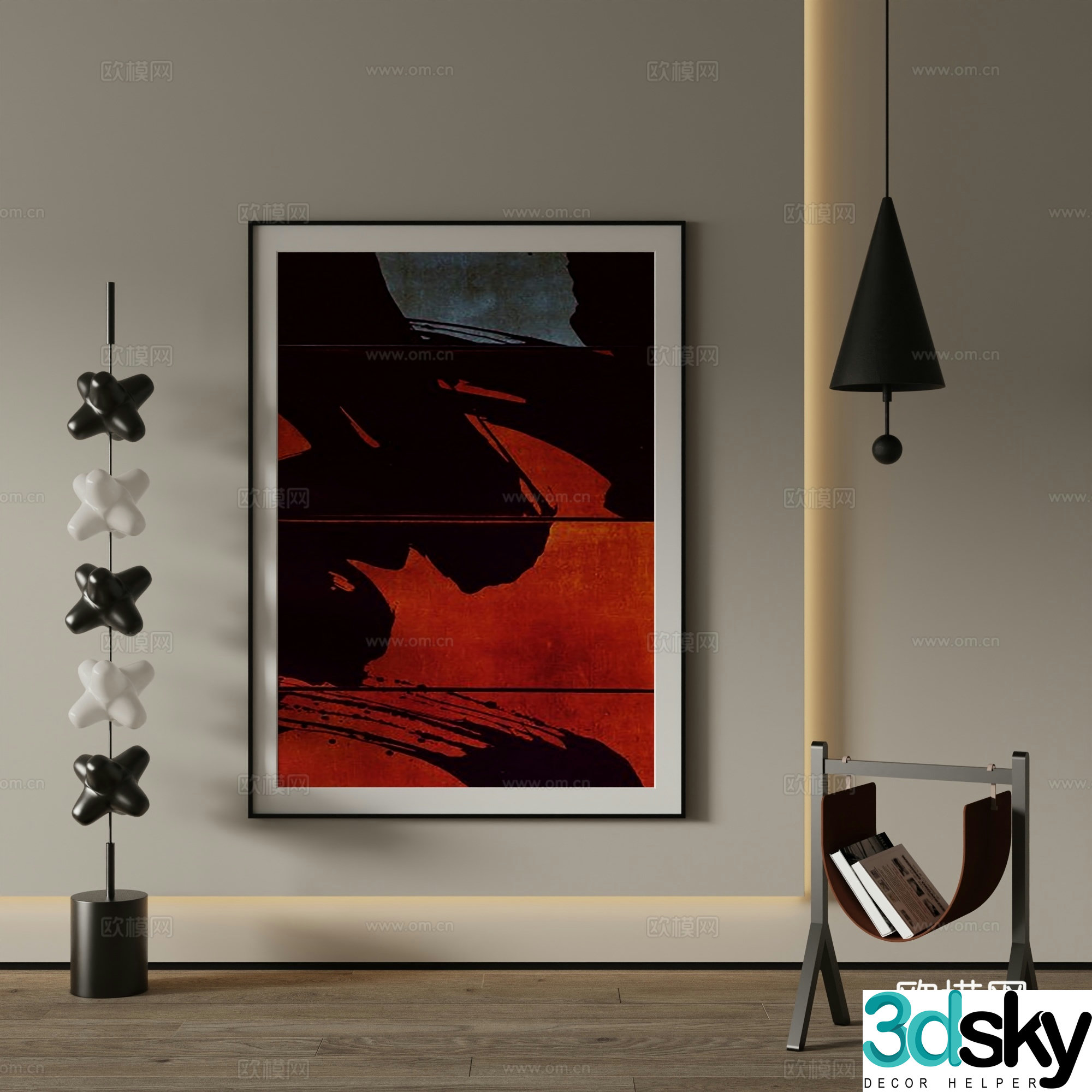 Modern decorative painting Abstract hanging painting 3d model