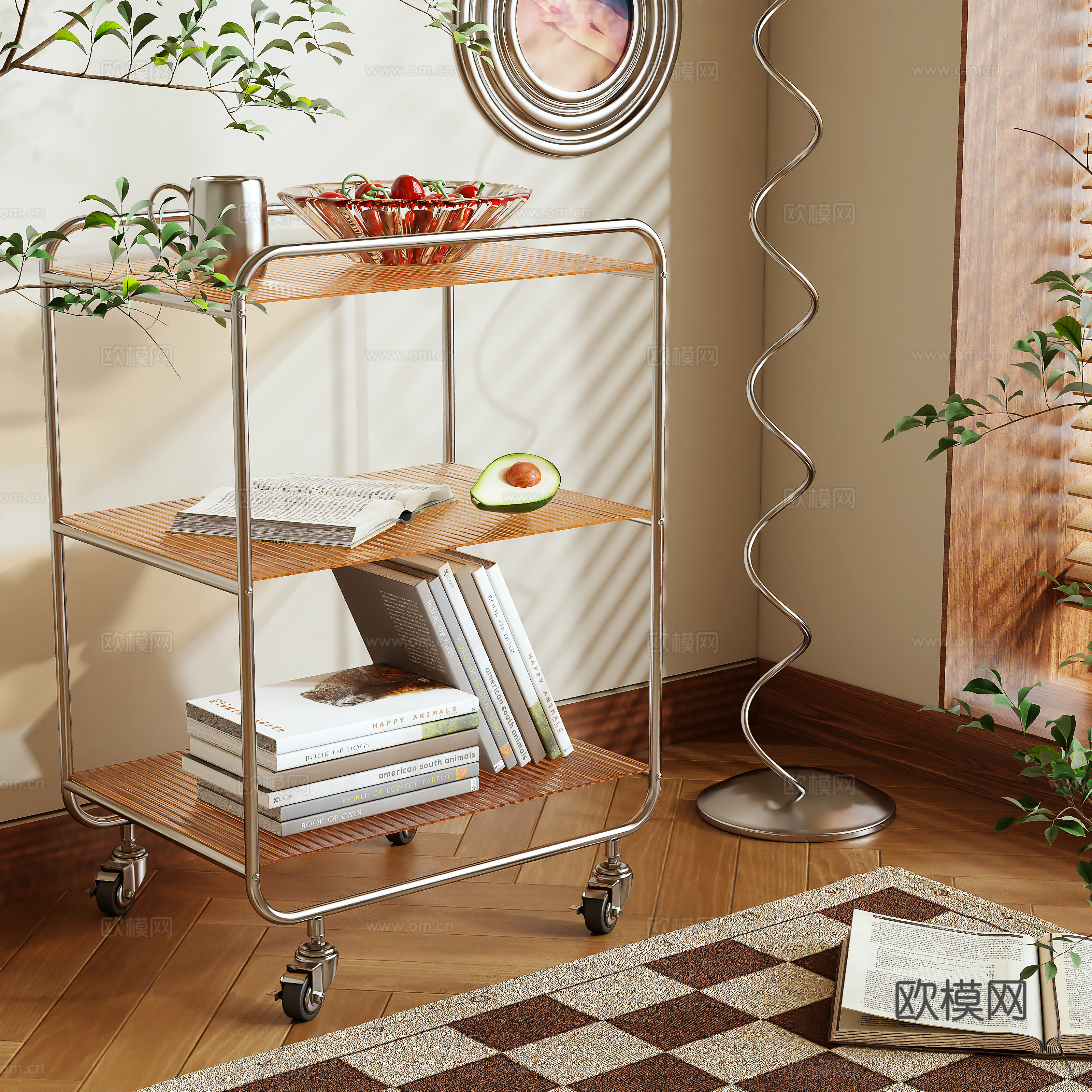 Modern moving side table 3D model