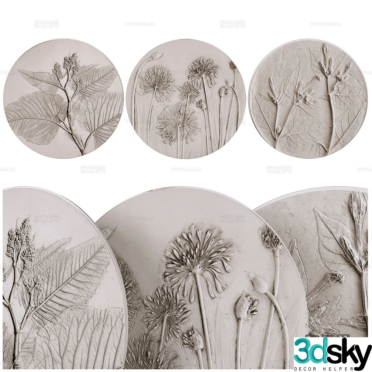 New Chinese style embossed pendant round ornament 3D model