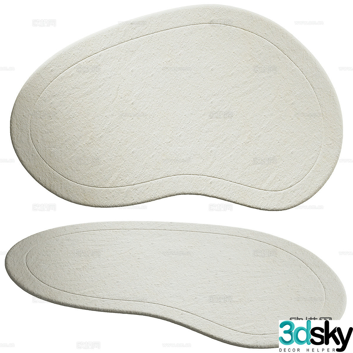 Special shape carpet White carpet 3d model