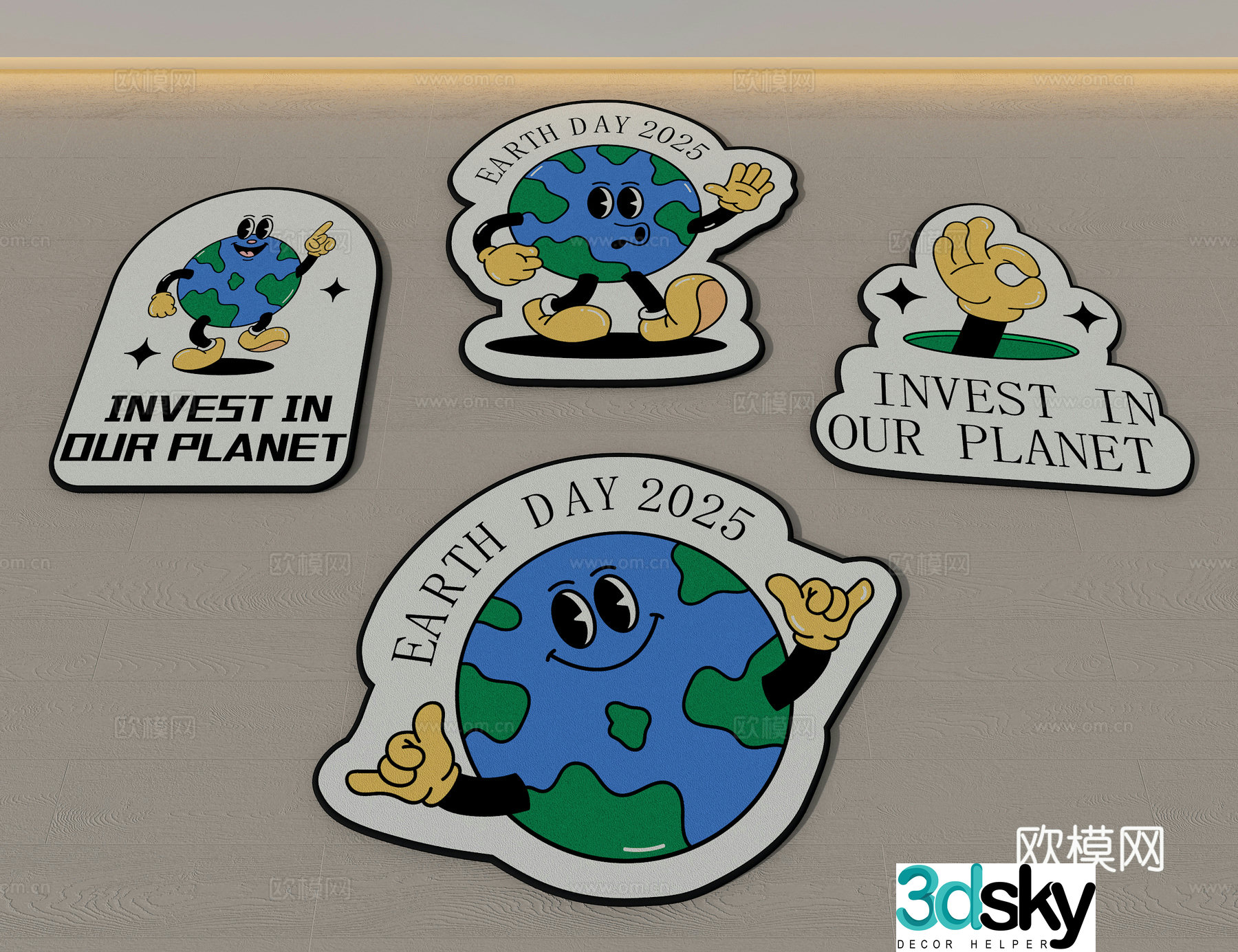 Cartoon Earth Carpet Children’s Carpet Alien Carpet 3D Model