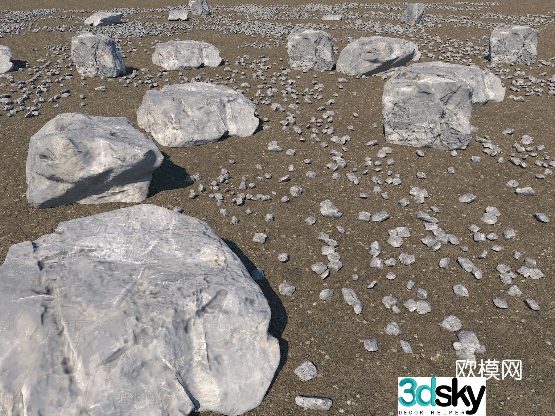 Interstellar Desert Stone Desert Desert Gravel Road Mars Landform 3D Model