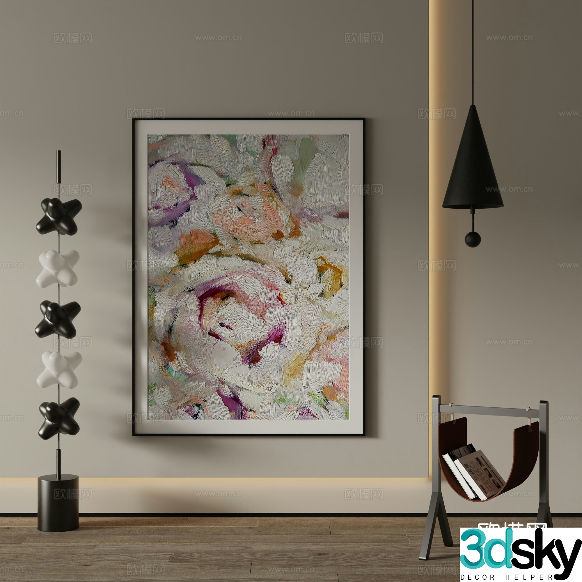 Modern decorative painting Flower oil painting 3d model